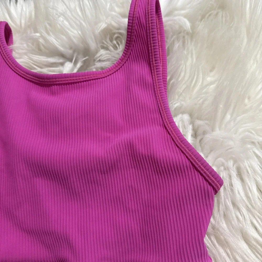 $58 Lululemon Power Pivot Ribbed Tank Top in Sonic Pink Size 4